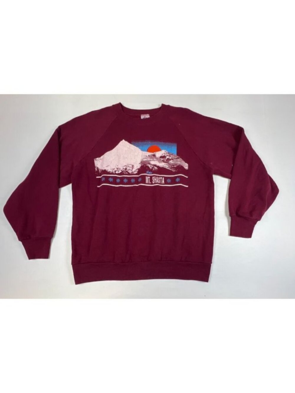 Vintage Miller Mt Shasta Ski Sweatshirt Mens Large Made in USA Burgundy